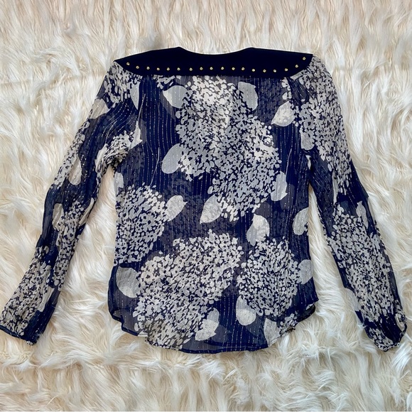 Zara | Navy Studded Blouse - Picture 5 of 7
